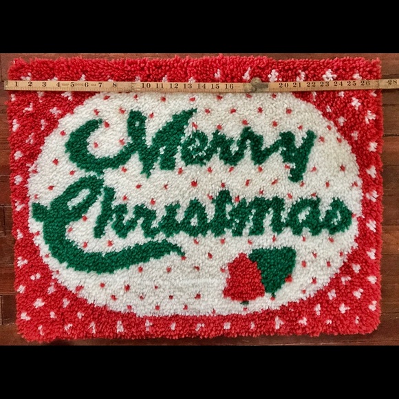 Vintage Christmas Hooked Rug - Picture 5 of 5